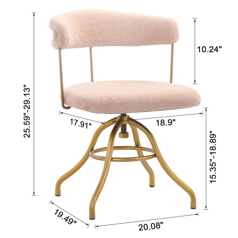 Mercer41 Strathern Iron Base Swivel Makeup Stool With Comfort